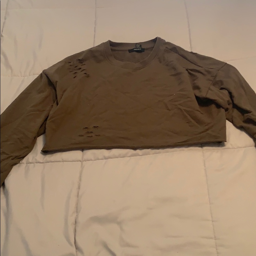 Forever21 ripped crop hoodie